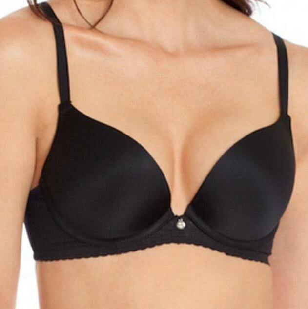 DESIGNER BRA Satin NYLON $75!! molded cup Underwire Plunge 22 sizes 4 Colors!