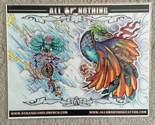 Tattoo Studio Shop Flash Single Eagle, Key, Peacock, Skull, Bolt 11" X 14" Print