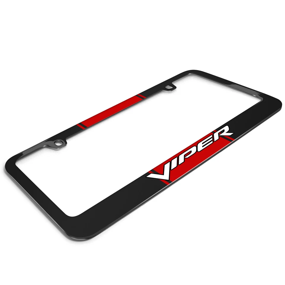 Marco de matrícula de metal negro a rayas Dodge Viper Racing Foto 2 de 4