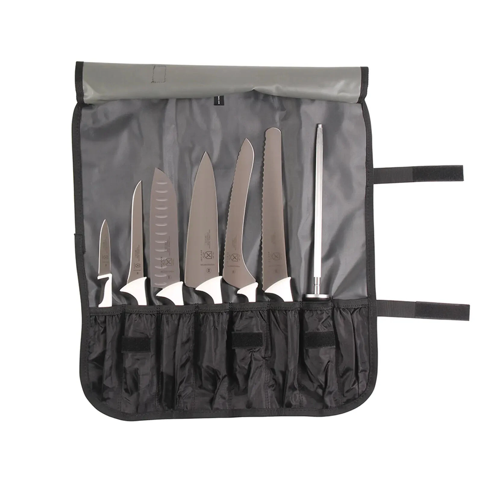 Mercer Culinary M21821WH Millennia® 8-Piece Knife Roll Set w/ Storage Roll