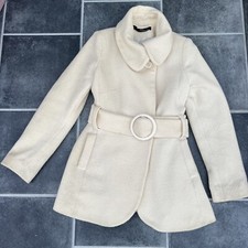 Jane Norman Coat Cream Jacket 70% Wool Uk12