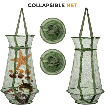 2x Angeln Netzfalle faltbar Fisch Faltkäfig Krabbennetz Krabbenkorb 28cm