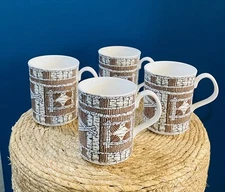 Set Of 4 Vintage Oneida Rockwood Decorative Coffee/Tea Mugs