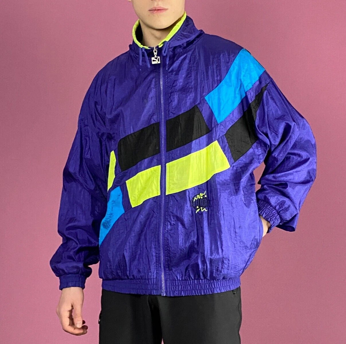 80s Puma Vintage Men's Windbreaker Jacket - XS Purple Nylon Sport Track Jacket