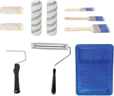 Paint Roller Set 10 Piece with Tray Brushes and Naps for Walls