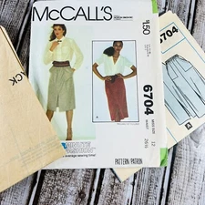 Vintage McCalls Pattern Misses Skirt Elastic In Waistline Front Slit 6704