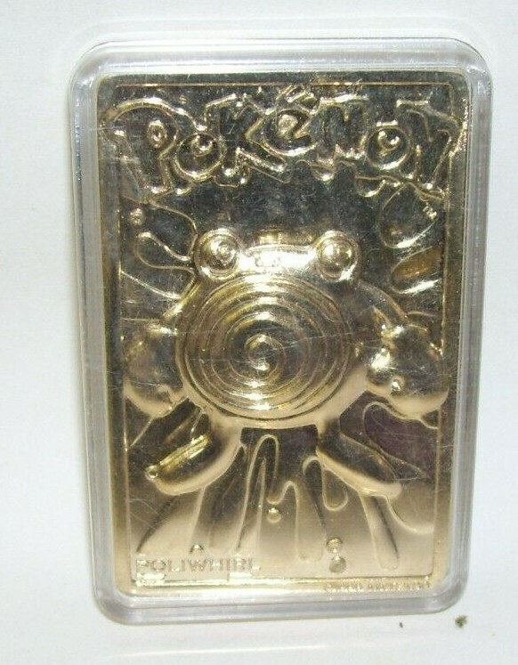 Pokemon 23 KT Gold Plated Poliwhirl Trading Card # 61 Vintage Pokemon 23 KT Gold Plated Poliwhirl Trading Card # 61 Vintage