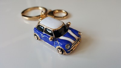 Mini Cooper Style Car Key Chain Gift Blue Red Black Rhinestone Detail Christmas - Foto 8
