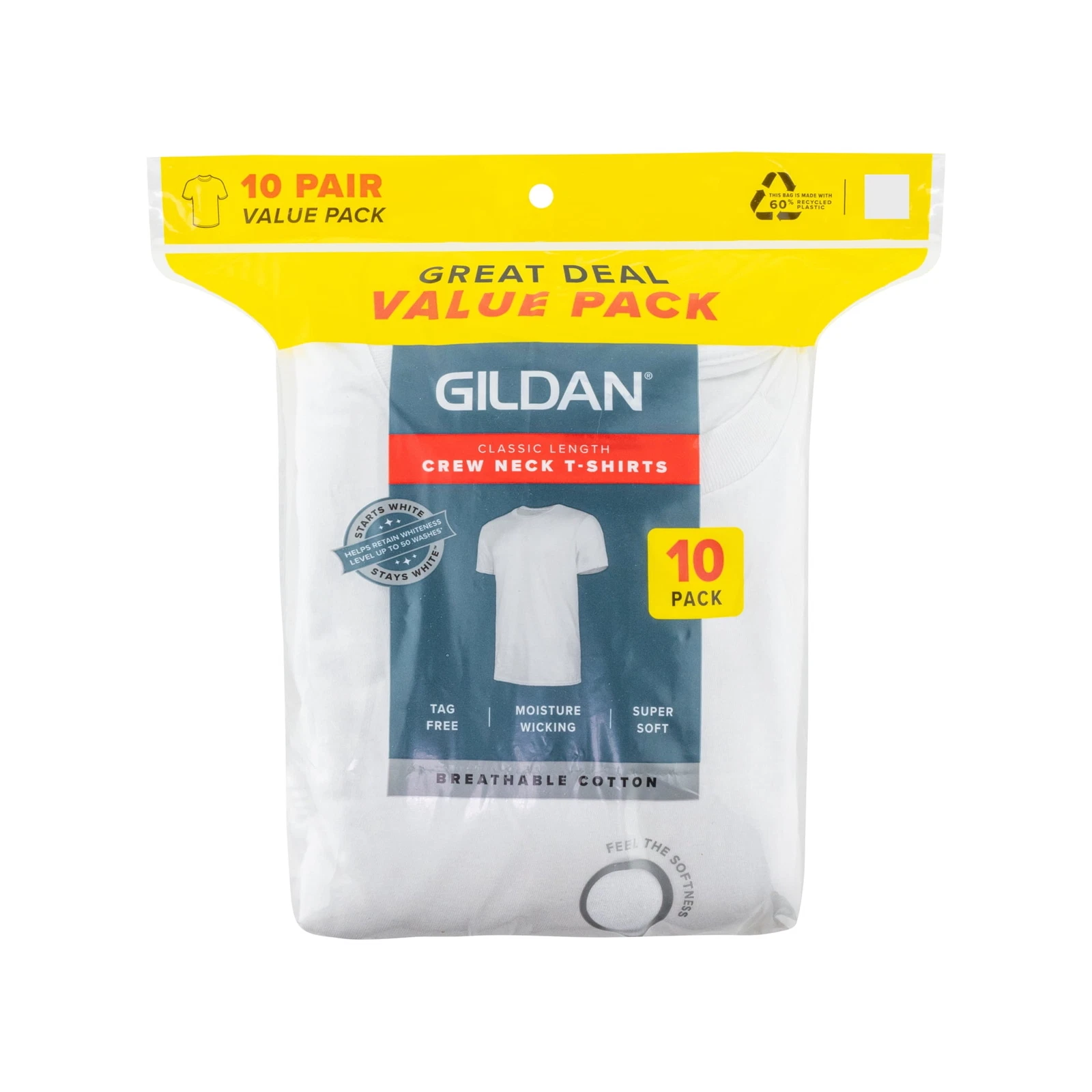 Gildan Men's 10 Pack Short Sleeve Crew T-Shirt White Size Medium NEW