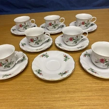 Lynn's China Victorian Rose (7 Sets) Cups & Saucers