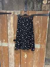 Nasty Gal Collection Skirt Black Floral Women's Size UK 8 Lined 1/4 Zip