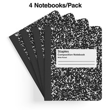 Staples Composition Notebooks, 7.5" x 9.75", Wide Ruled, 100 Sheets, Black/Whit
