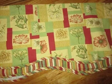 Waverly Yellow Green Red Block Floral Striped Double Scalloped Valance 77"