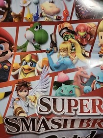 2008 Official Super Smash Bros. Brawl Mario 2 Sided Poster Nintendo Wii RARE Nes
