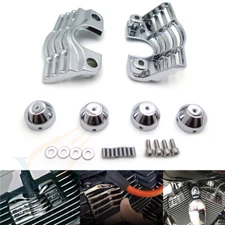 FINNED SLOTTED HEAD BOLT SPARK PLUG COVERS CHROME FOR HARLEY TOURING GLIDES KING