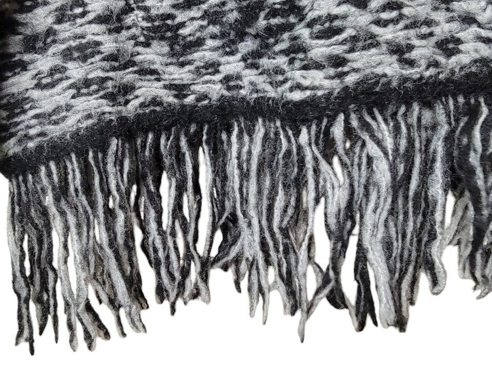 Ann Taylor Loft Size Small Black Grey Italian Yarn Wool Blend Cardigan