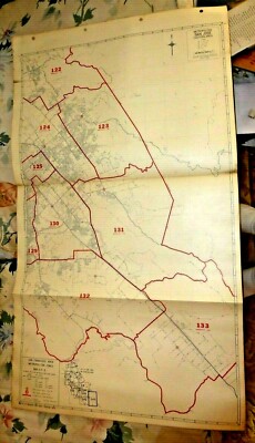 VINTAGE LARGE MAP SAN JOSE CA EASTERN MAP ZONES PUBLIC UTILITIES 1967