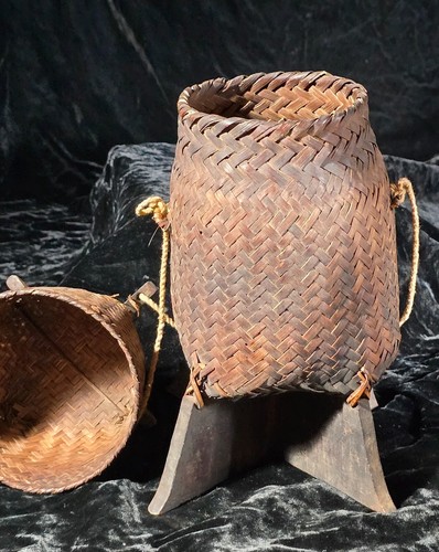 Vintage Tibet Tibetan Woven Carrying Basket - Picture 5 of 8