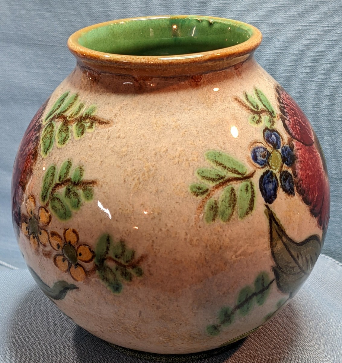 Vintage Royal-Zuid Holland Gouda Art Pottery Vase, Aero Floral