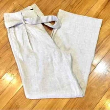 Banana Republic wide leg linen pants slacks trousers career beach workwear 8