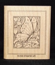 Butterfly Flowers Rubber Stamp Single HTF Clean by Stampin Up Drawing on Nature