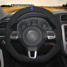 Custom Black Suede Soft Car Steering Wheel Cover For Vw Golf R Gti Jetta Tiguan Custom Black Suede Soft Car Steering Wheel Cover For Vw Golf R Gti Jetta Tiguan
