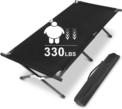 New Folding Camping Cot with Storage Bag for Adults, Portable and Lightwei