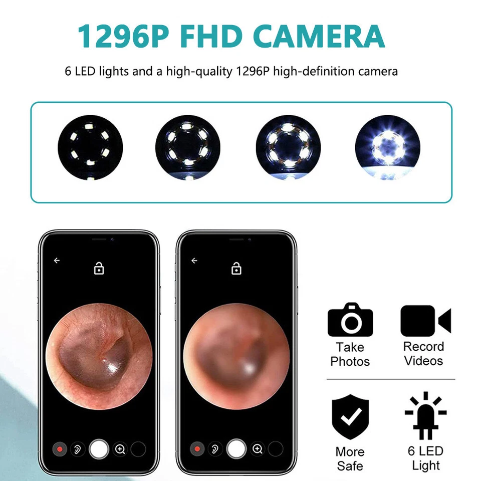 Ear Cleaner Ear Wax Remover Camera Cleaning Removal Pick Tool Light Visual Scoop - image 4 of 4