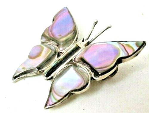 Vintage Taxco Sterling Silver Abalone Shell 1.5" … - image 1