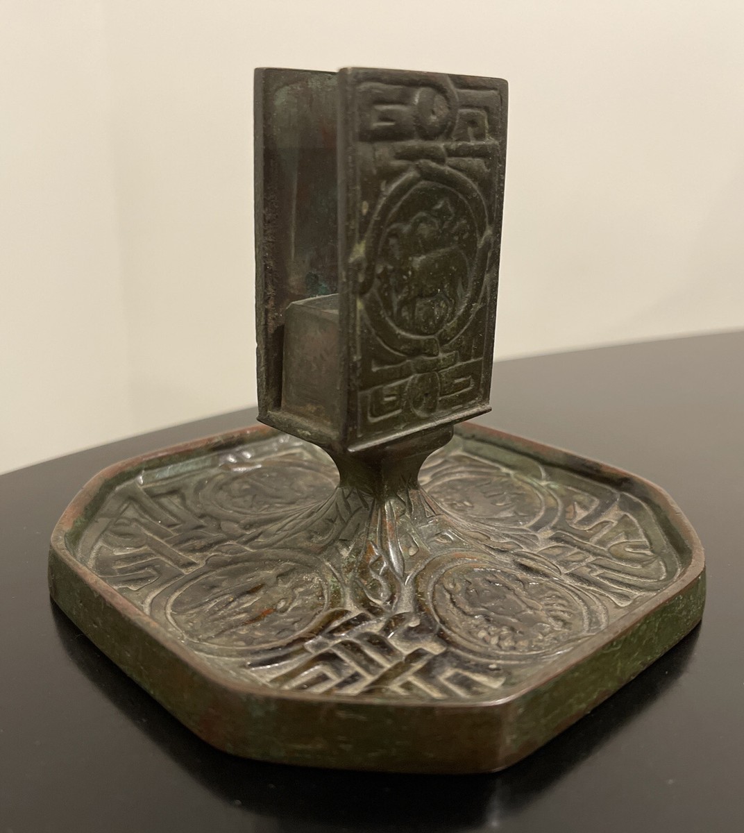 ANTIQUE TIFFANY STUDIOS ZODIAC # 1041 ASHTRAY MATCH BOX