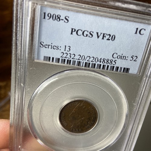 1908-S 1C INDIAN HEAD CENT PCGS VF20 - Picture 6 of 11