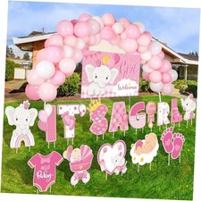 15 Pcs Its a Yard Sign Gender Reveal Decorations Welcome Baby Shower Girl Pink