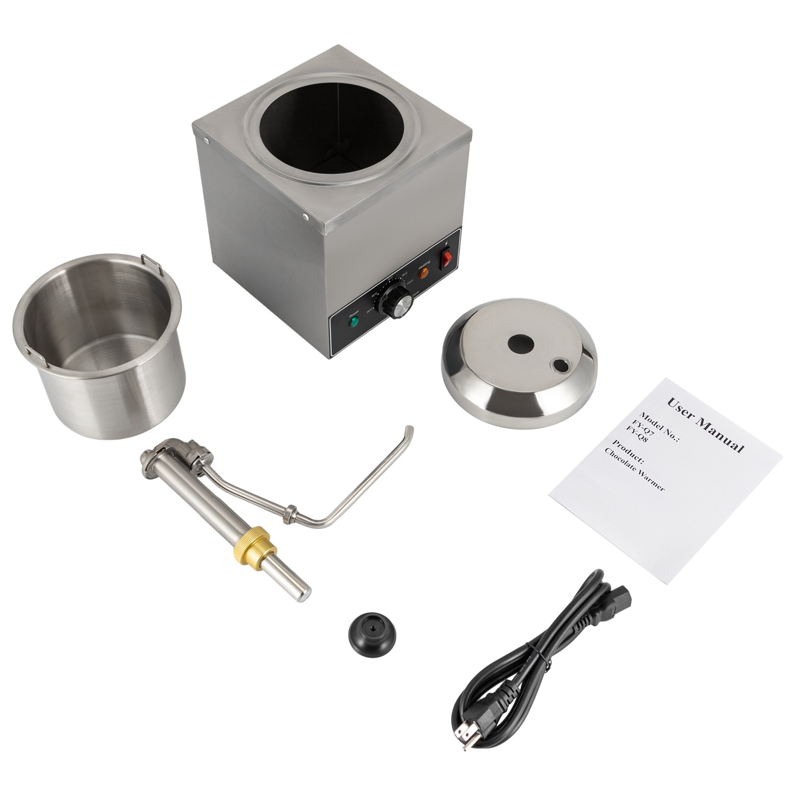 2L Stainless Steel Sauce Warmer with Pump, 650W 110V Adjustable Temperature