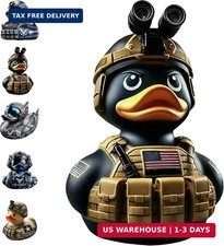 Hand-Painted Military Veteran Duck Resin Ornament - Saluting Soldier Memorial De