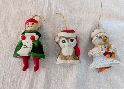 Christmas Bells 3 In Bundle! Cat W Santa Hat Mother Goose -Jasco, Elf - Giftco
