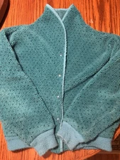 Vintage 80s LL Bean Birdseye Bomber Deep Pile Fleece Zip Jacket Teal Size M