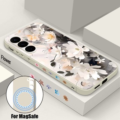 Magnethülle für Samsung S26 Ultra S25 S24 S23 A55 A56 A16 A17 TPU Blumen Schutz