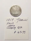 1854 W/Arrows + Rays Fine Seated Liberty Quarter Scarce