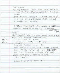 Original -WYCLEF JEAN/MARY J BLIGE- 911 HIT FACTORY Handwritten/Autograph Lyrics