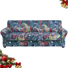 Couch Cover, Floral Pattern, Stretch, Printed, 4 Pieces, Sofa Slipcovers, for...
