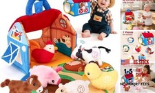  Baby Toys 6-12 Months - Surprise Barn with Stuffed Farm Animals with Real 