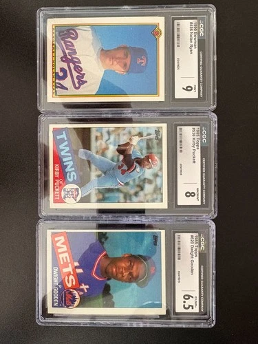 BASEBALL CARDS CGC GRADED LOT OF (3) DWIGHT GOODEN,KIRBY PUCKETT & NOLAN RYAN