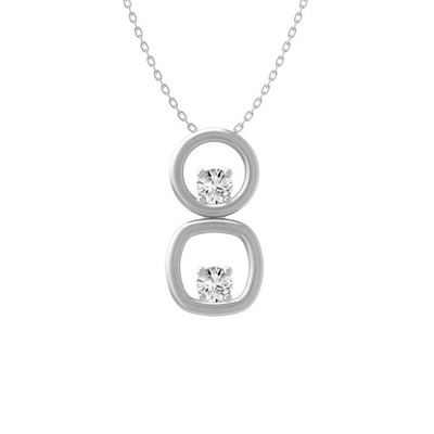 Sterling Silver Round Lab Grown Diamond Fashion Pendant 18'' Silver Cable Chain
