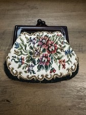 Vintage Oriental Floral Tapestry Coin Purse With Embroidery  Kiss Lock