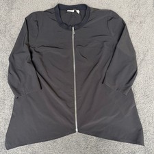 Zenergy by Chicos Black Full Zip Sharkbite Hem Jacket 3/4 Sleeve Size 3 XL