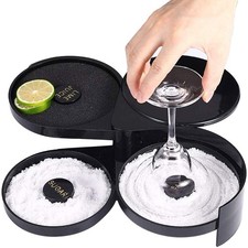 1 Pack 3 Tier Bar Glass Rimmer for Margarita Salt Rimmer-Plastic*1, Black