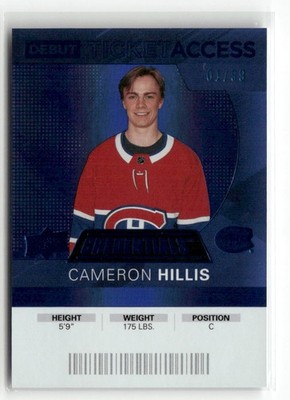 2020-21 UD Credentials - Blue Debut Ticket Access #106 Cameron Hillis /99