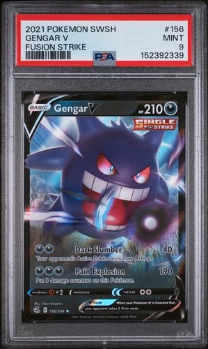 2021 POKEMON SWORD & SHIELD FUSION STRIKE #156 GENGAR V PSA 9