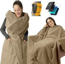 2-in-1 Electric Wearable Heated Blanket Battery Operated Heated Shawl Blanket