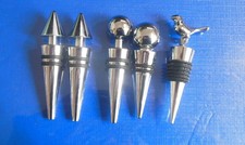 5 x Chrome & Rubber Bottle Stopper Reusable Plug Sealed Caps